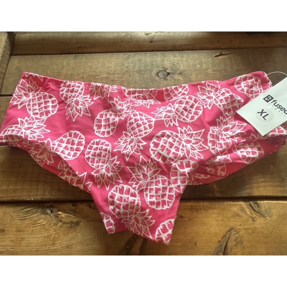 Fused Hawaii Kona Bikini Bottom Swimwear XL NWT Coral Pineapple